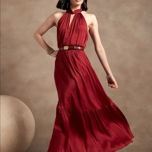 Black Satin Twisted Maxi Dress BR